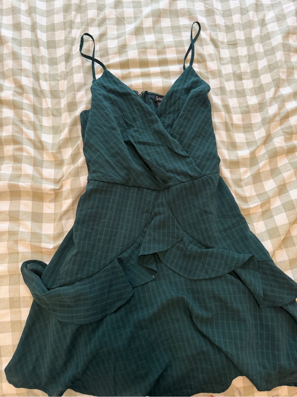 Trixxi Dark Teal Wrap-Front Mini Dress